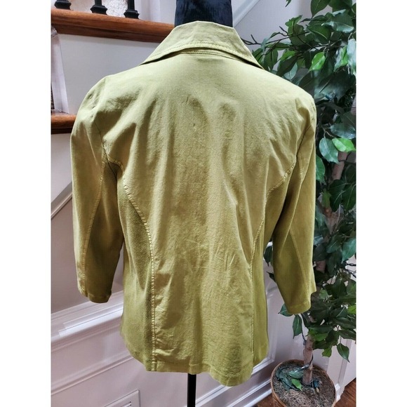 Zenergy Women Green Cotton Two Buttons Single Breasted Casual Jacket Coat Size 1 - Picture 7 of 12